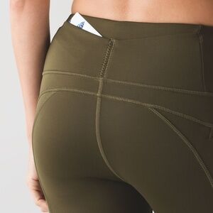 Lululemon First Mile Tech Tight Military Green Cold Weather Run Size 6